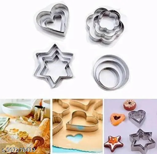 5 pcs Straw set, 12 pcs cookie cutter set, Cookie Cutter Cookie mould Stainless steel Cookie cutter and Stainless steel Straw combo