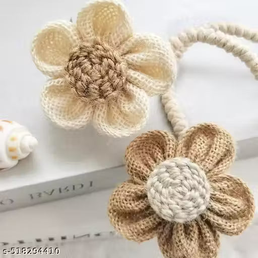 2pcs Hemp Rope Flower, Curtain Binding Rope Punch-free Curtain Clip Modern Simple Curtain Buckle Curtain Tieback Curtain Holdback For Bedroom Living Room Home Decor