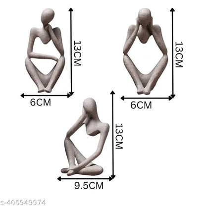 Thinker Statues Set of 3, Sandstone Resin Thinker Statue Ornaments, Abstract Style Sculpture Statue Collectible Figurines for Home Decor/Office/Bookshelf/Desktop/Decorations Home decor showpiece livingroom bedroom gift