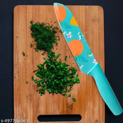 Stainless Steel 3 Pieces Professional Kitchen Knife Set/Meat Knife/Chef Knife with Non-Slip Handle Sharp Manual Sharpening for Home Kitchen/High Carbon Stainless Steel Knife Blue Set(Blue)