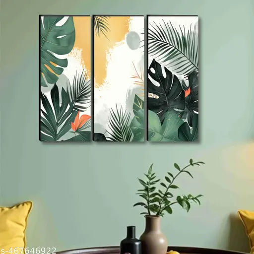 1ArtofCreation set of 3 Leaf UV textured self adeshive wall painting for home | Office| Living Room|Best decorative item for home décor.