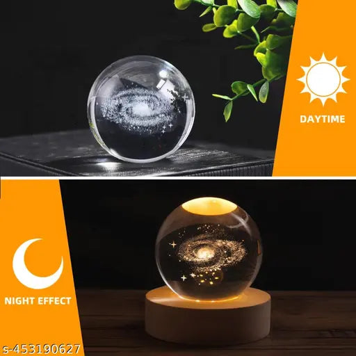Glass Lamp 3D Ball Astronomy Night Lamp with Base for Living Room Ornament Solar System Fantasy Decoration LED Colorful Lighting Touch Base Moon Light (planet)