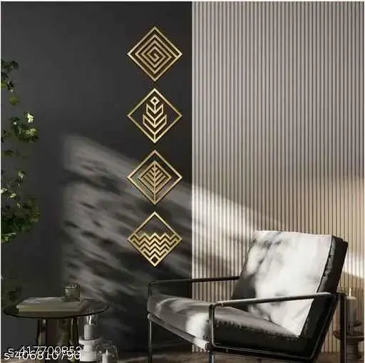 RADHEY MAGIC HOME DECOR WITH 3D GOLDEN SQUARES