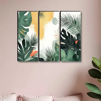 1ArtofCreation set of 3 Leaf UV textured self adeshive wall painting for home | Office| Living Room|Best decorative item for home décor.