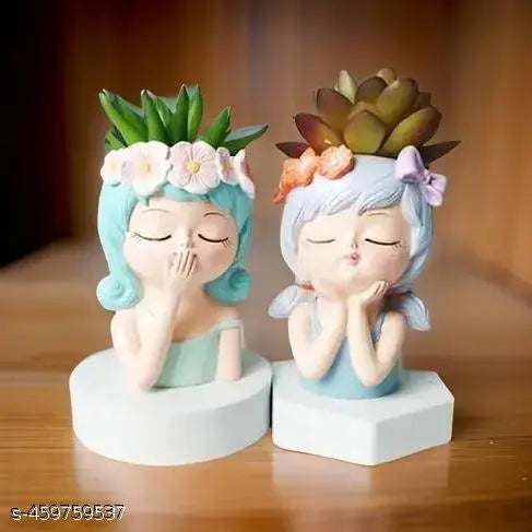 Pack of 2 Cute Girls Succulent Flower Pot, Girls' Face Flower Pots for Planting, Face Flower Pot, Cactus Plant Pot, Mini Ornaments Decoration