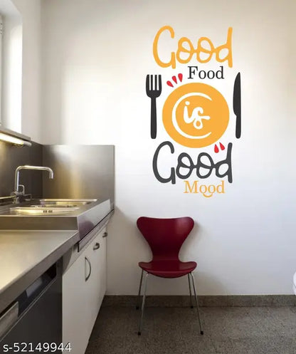 Vcreate Décor GOOD FOOD IS GOOD MOOD Wall Sticker (Vinyl,Size-58 X 35 CM)