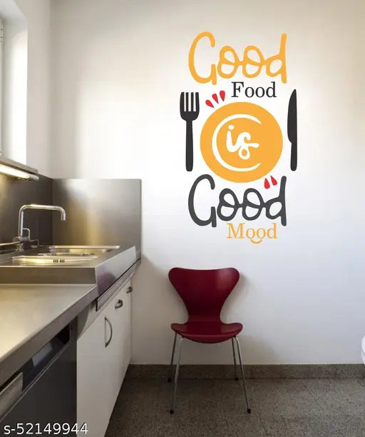 Vcreate Décor GOOD FOOD IS GOOD MOOD Wall Sticker (Vinyl,Size-58 X 35 CM)