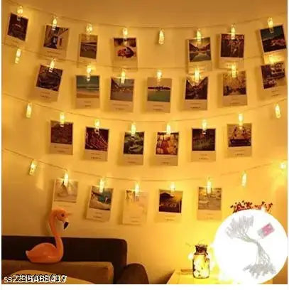Raw 10 LED Powered Photo Clip Decoration Lights For Outdoor, Indoor, Anniversary, Birthday Party, Diwali, Holi, Christmas Decoration, Valentine Gifts Girlfriend Or Boyfriend, Bedroom, Home Photos Light Décor 2 meter