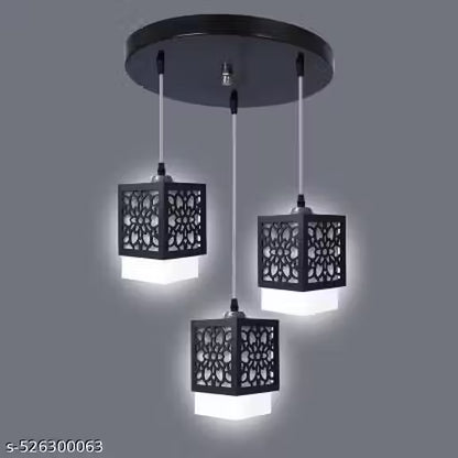 G Gojeeva Wooden Design Hanging Pendant Ceiling Light for Home Decoration Fancy Stylish Lighting Living Room, Kitchen Indoor Fixture (Bulb not include)