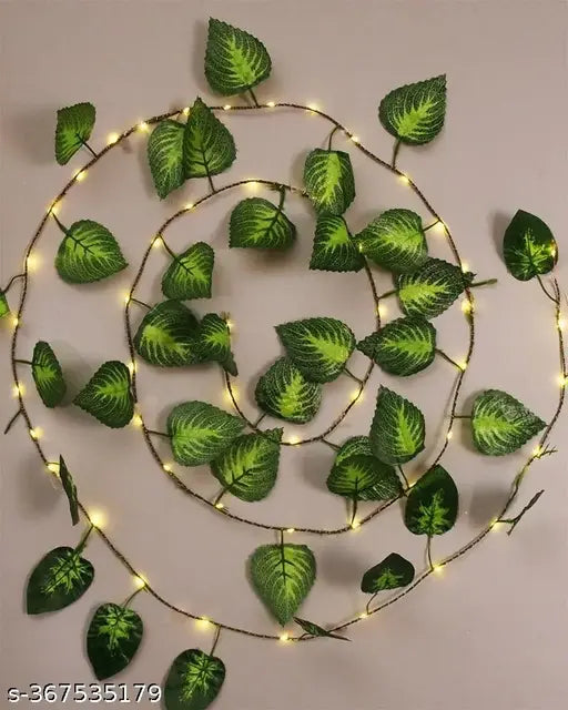 DnSal Christmas Decoration 7.5 Feet Money Plant Home Décor String Lights | Battery Operated Waterproof Copper Lights | Vine Garland Hanging For Wall, Bedroom, Window (30 Led, Warm White, Pack of 1)