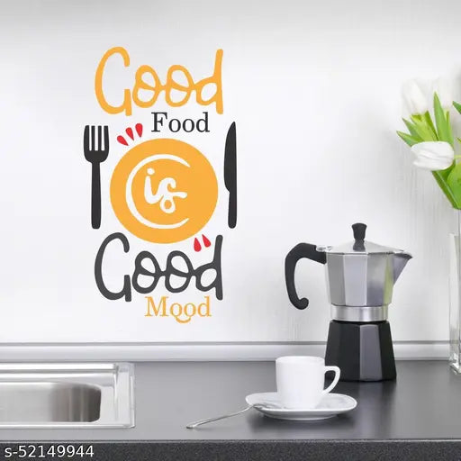 Vcreate Décor GOOD FOOD IS GOOD MOOD Wall Sticker (Vinyl,Size-58 X 35 CM)