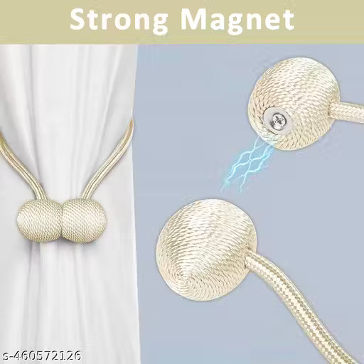 2 PCS Magnetic Curtain Tiebacks Curtain Drape Holdbacks Clips Rope Holder Buckles for Home Bedroom Office (1 Pair 2pcs)