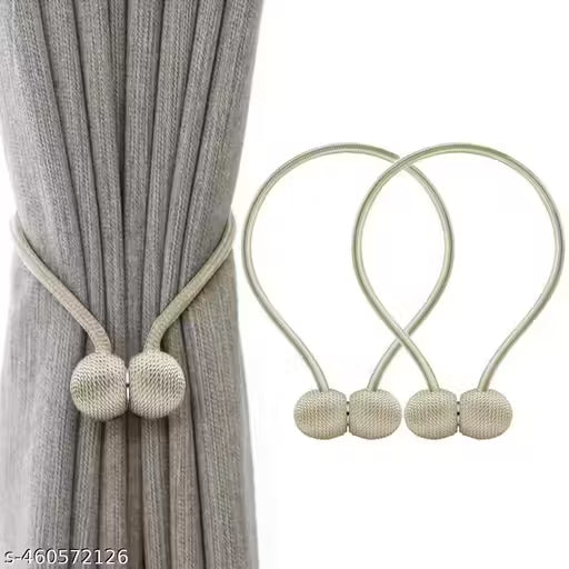 2 PCS Magnetic Curtain Tiebacks Curtain Drape Holdbacks Clips Rope Holder Buckles for Home Bedroom Office (1 Pair 2pcs)