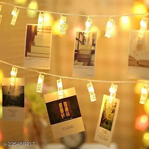 Raw 10 LED Powered Photo Clip Decoration Lights For Outdoor, Indoor, Anniversary, Birthday Party, Diwali, Holi, Christmas Decoration, Valentine Gifts Girlfriend Or Boyfriend, Bedroom, Home Photos Light Décor 2 meter