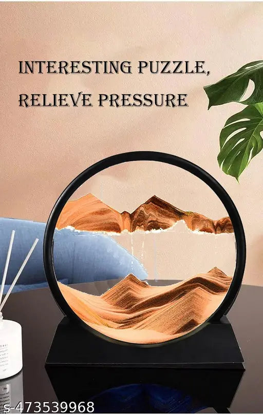 Moving Sand Showpiece Art Picture Glass Liquid Painting 3D Natural Landscape Showpieces For Valentine Decor