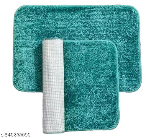 Set of 2 Premium Microfiber Bath Mats – Soft, Anti-Skid, Quick Dry Bathroom Rugs – Machine Washable Floor Mats for Home