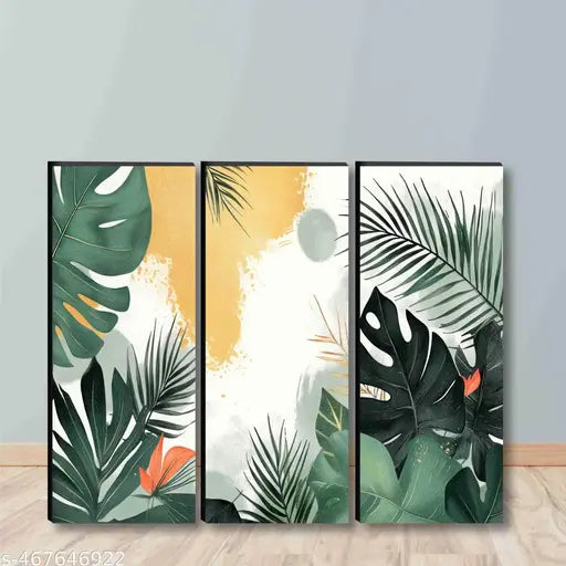1ArtofCreation set of 3 Leaf UV textured self adeshive wall painting for home | Office| Living Room|Best decorative item for home décor.