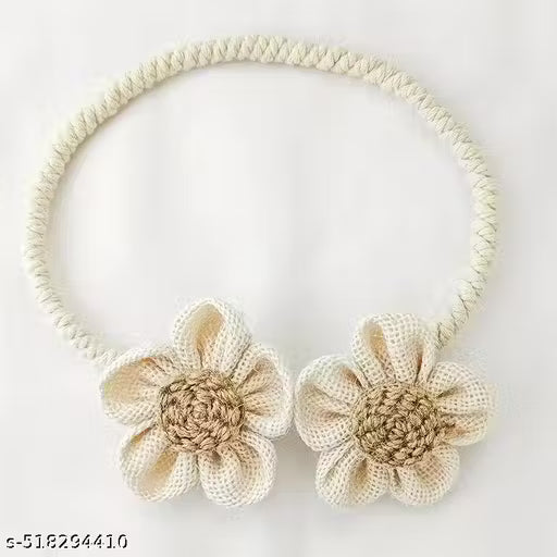 2pcs Hemp Rope Flower, Curtain Binding Rope Punch-free Curtain Clip Modern Simple Curtain Buckle Curtain Tieback Curtain Holdback For Bedroom Living Room Home Decor