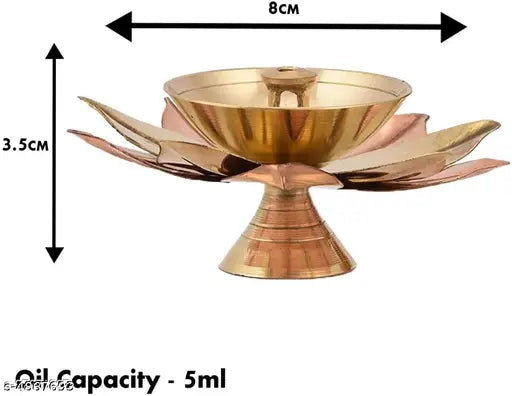 Karauli Collection Set of 4 Brass Diya for Puja Oil Lamp Lotus Shape - Deepak for Pooja Diwali Decoration Items (Gold 3 X 3 X 1.5 Inch)