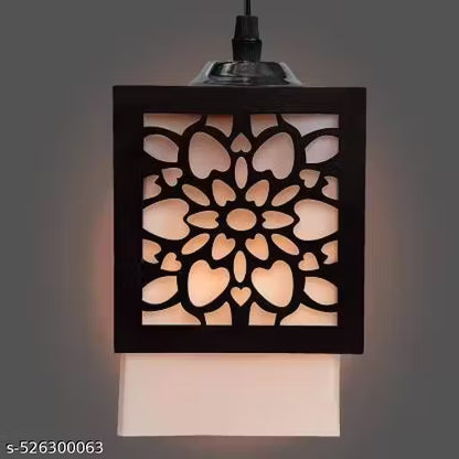 G Gojeeva Wooden Design Hanging Pendant Ceiling Light for Home Decoration Fancy Stylish Lighting Living Room, Kitchen Indoor Fixture (Bulb not include)